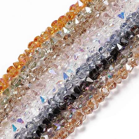 Transparent Electroplate Glass Beads Strands EGLA-L043-M-1