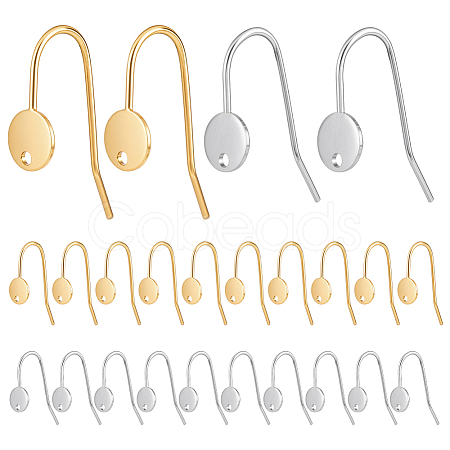 24Pcs 2 Colors 304 Stainless Steel Earring Hooks STAS-UN0063-73-1