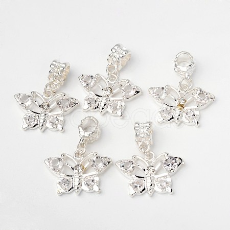Brass Rhinestone European Dangle Charms X-PALLOY-D342-05-1