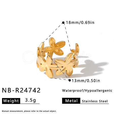 304 Stainless Steel Cuff Open Rings for Women WG51A71-05-1