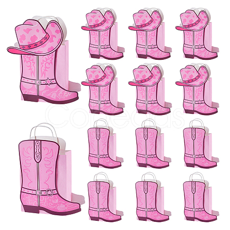 12Pcs 2 Styles Cowboy Boot Shape Paper Gift Tote Bags Kits ABAG-WH0083-013A-1