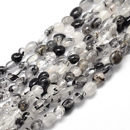 Natural Rutilated Quartz Nuggets Beads Strands G-J335-20-1
