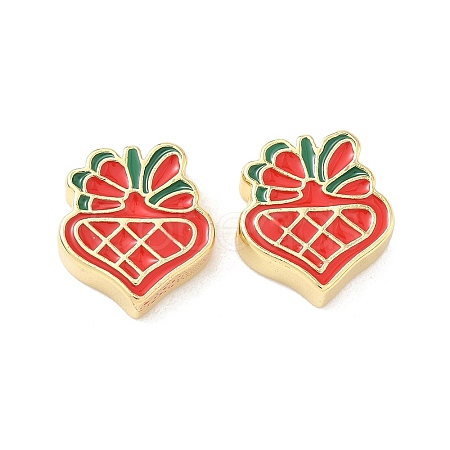 Christmas Brass Enamel Beads KK-I474-G26-1
