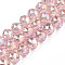 Transparent Crackle Glass Beads Strands, Faceted, Round, Pink, 10x8mm, Hole: 2.5mm, about 72Pcs/strand, 23.62 inch(60cm)