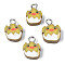 Handmade Polymer Clay Charms, with Platinum Tone Iron Loop, Chick, Dark Khaki, 12.5~13.5x9~10x4.5mm, Hole: 2mm