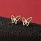 Stainless Steel Small Animal Stud Earrings for Women, Golden, Butterfly, 60x40mm