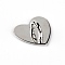 Alloy Hook Hanger, with Iron Hook, Self Adhesive Sticker, Heart, Platinum, 24x25x11.5mm, Hole: 7x8.5mm