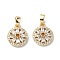 Brass Micro Pave Cubic Zirconia Pendants, Round, Real 18K Gold Plated, 14x11.5x3.5mm, Hole: 5x3mm