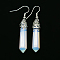 Fashion Opalite Dangle Earrings, with Alloy Earring Hooks, 50~56x8mm, Pin: 1mm