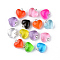 Transparent Resin Pendants, with Platinum Tone Iron Loop, Heart, Mixed Color, 16.5x17x9.5mm, Hole: 1.8mm