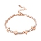 Cubic Zirconia Chain Bracelet, Word Love Rack Plating Brass Jewelry with Chain Extender & Lobster Claw Clasps for Women, Lead Free & Cadmium Free, Long-Lasting Plated, Rose Gold, 7-1/4 inch(18.5cm)