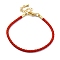 Polyester Cord Braided Bracelet Makings, with Stainless Steel Claw Lobster Clasps, Brass Findings, Long-Lasting Plated, Red, 7-3/8 inch(18.8cm)