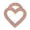 Alloy Rhinestone Big Pendants, Heart Charms, Golden, Light Rose, 59.5x50x2.5mm, Hole: 17x10mm