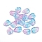 Two-Tone Transparent Glass Charms, Leaf, Light Sky Blue, 13.5x10.5x3.5mm, Hole: 1.2mm