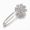 Brass Micro Pave Cubic Zirconia Safety Brooch JEWB-I010-08P-1