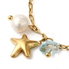 Freshwater Pearl & Glass & Beach Starfish Charm Bracelets BJEW-K237-06G-04-2