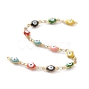 Enamel Hamsa Hand with Evil Eye Link Chains CHS-G023-01G-02-3