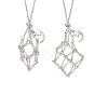 2Pcs 2 Styles 304 Stainless Steel Star Moon Macrame Pouch Pendant Necklace Making NJEW-JN05371-1