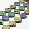 Electroplated Natural Druzy Geode Crystal Beads Strands G-N0252-30x30mm-01-1
