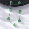 304 Stainless Steel Cat Eye Round Beads Handmade Chain Necklaces for Women NJEW-C073-01P-04-3