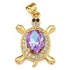 Tortoise Rack Plating Brass Micro Pave Cubic Zirconia Charms KK-G513-78A-06G-1