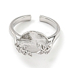 Leaf Brass Micro Pave Cubic Zirconia Cuff Open Rings for Women RJEW-I103-006P-2