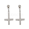 Christian Upside Down Cross 201 Stainless Steel Dangle Stud Earrings EJEW-P314-01A-P-4