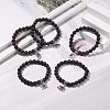 Natural Lava Rock Round Beaded Stretch Bracelet BJEW-JB08221-2