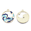 Chinese Style Alloy Enamel Pendants X-ENAM-M043-03G-01-RS-2