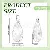 10Pcs Brass Clear Glass Pendants KK-BC0014-08S-2