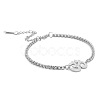 Tarnish Resistant Stainless Steel Om Aum Ohm Link Bracelet with Box Chains CHAK-PW0001-056P-1