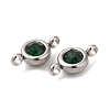 304 Stainless Steel Single Rhinestone Connector Charms STAS-E194-13P-01-3