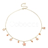 Natural Agate Round & Alloy Enamel Star Charms Bib Necklace with 304 Stainless Steel Chains NJEW-JN04404-01-1