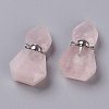 Hexagon Natural Rose Quartz Perfume Bottle Pendants G-H241-03F-P-1