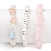 Chips Natural Rose Quartz & Morganite & Howlite Beaded Stretch Bracelets Sets BJEW-JB05332-04-1