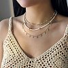 Summer Beach Alloy Coin Tassel Glass Seed Beaded 3 Layer Necklaces for Women FS-WGF3BD7-03-1