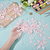 2Pcs Flower Polyester with Plastic Pearl Embroidery Sew on Cloth Patches PATC-HY0002-03C-3