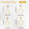 4 Pairs 4 Styles Rattan Dangle Stud Earrings EJEW-SP0001-16A-2