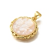 Brass with Natural Shell Carved Pendants KK-Z091-07G-02-2