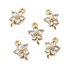 Brass Pave Cubic Zirconia Flower Links Connector Charms KK-H089-34G-02-2