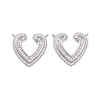 Brass Pave Clear Cubic Zirconia Pendants KK-E068-VC476-2