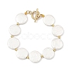 Shell Pearl & Brass Beaded Bracelets for Women BJEW-JB13780-01-3