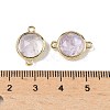 Brass Pave Natural Amethyts Faceted Flat Round Connector Charms G-U028-04G-09-3
