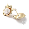 Flower Natural Pearl Stud Earrings with Brass Micro Pave Cubic Zirconia and 925 Sterling Silver Pins EJEW-P256-93G-2