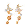 Brass Micro Pave Clear Cubic Zirconia Stud Earring Findings KK-S364-060-2