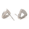 Brass Micro Pave Clear Cubic Zirconia Triangle Stud Earrings for Women EJEW-G362-11P-2