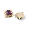 Natural Amethyst Faceted Connector Charms G-H323-03G-11-2