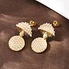 Brass ABS Plastic Pearl Mushroom Dangle Stud Earrings EJEW-L275-03G-3