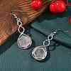 Hexagon Natural Rose Quartz Dangle Earrings EJEW-K298-01P-09-2