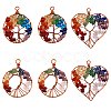6Pcs 3 Styles Natural Gmestone Copper Wire Big Pendants FIND-SZ0002-72-1